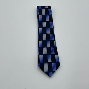 Blue and white checkered 100% silk crazy horse by Claiborne